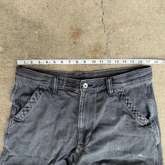 Uniqlo Mens Denim Utility Shorts Washed Black Carpenter Drawstring 321-471165 L - Picture 7 of 12